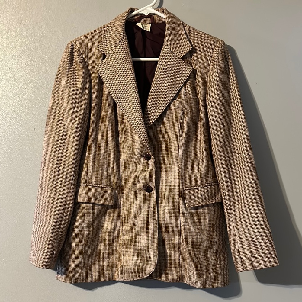 Americas Ego Women's Burgandy & White Blazer Vintage Size 9/10